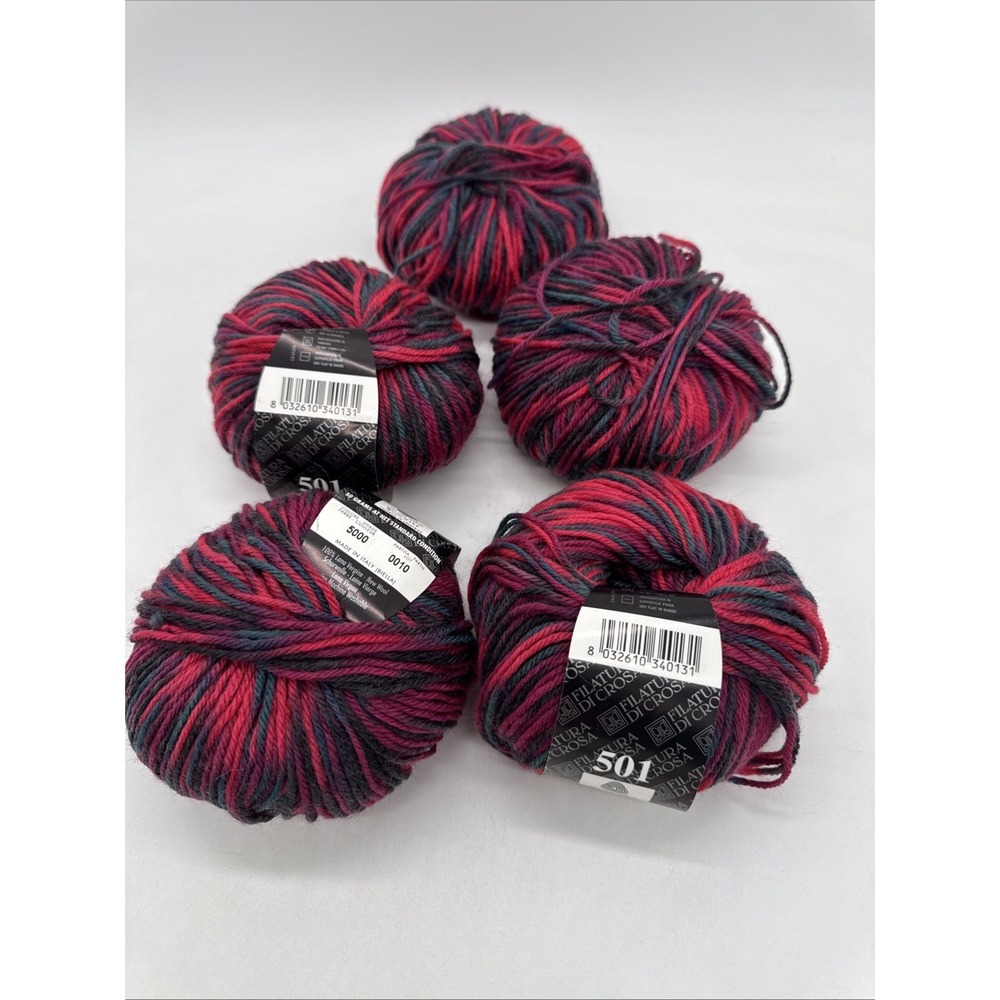 5 Balls Filatura Di Crosa 501 Wool Yarn Merino Color 5000 Made In Italy